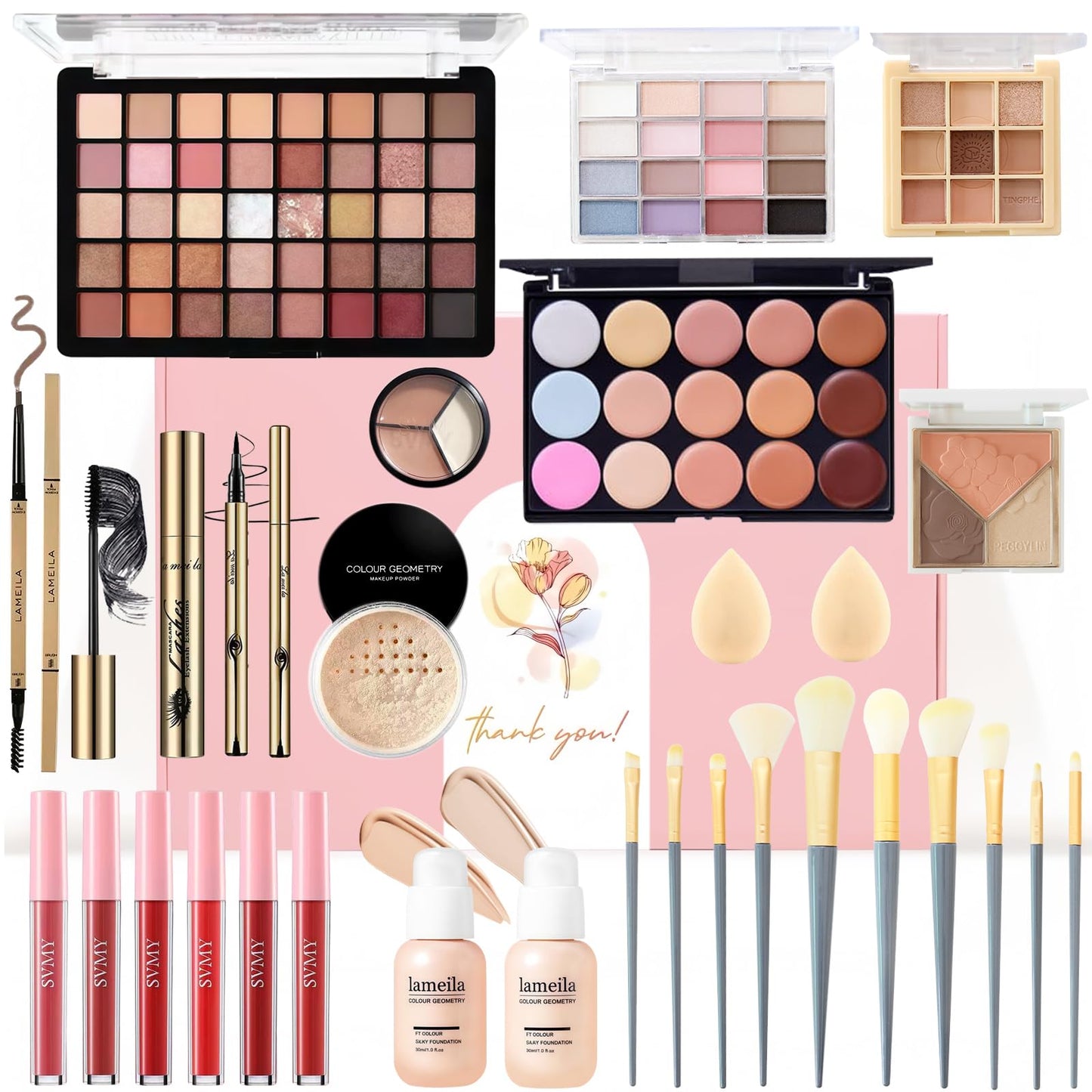 All-in-One Makeup Kit for Women & Teens | Full Face Makeup Set Including Foundation, Eyeshadow, Lipstick, Eyeliner & Brushes | Travel, Gift Box Bundle(40-Box)