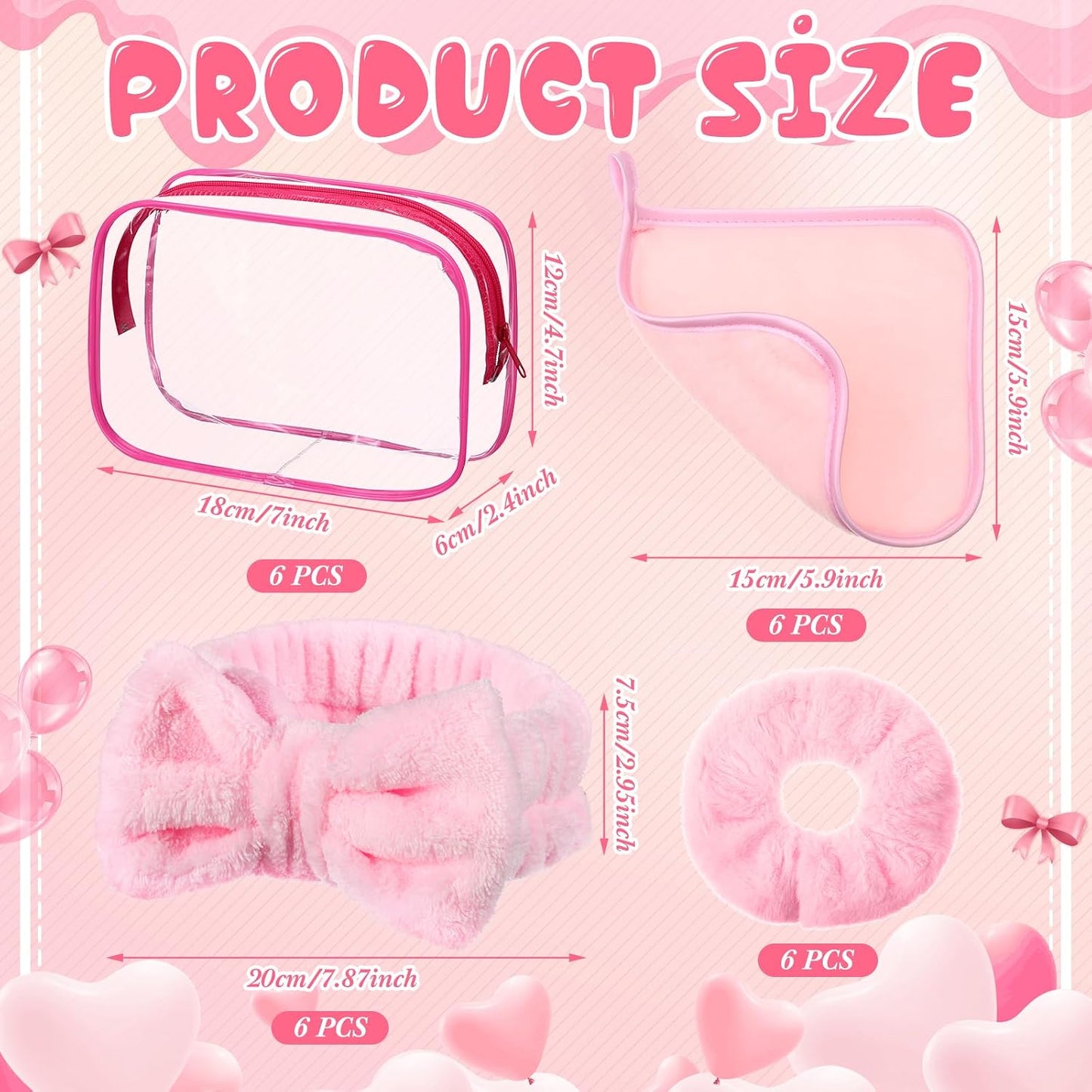 24-Piece Sleepover Party Supplies - Spa Party Favors with Headbands, Scrunchies & Makeup Remover Cloths | Pink