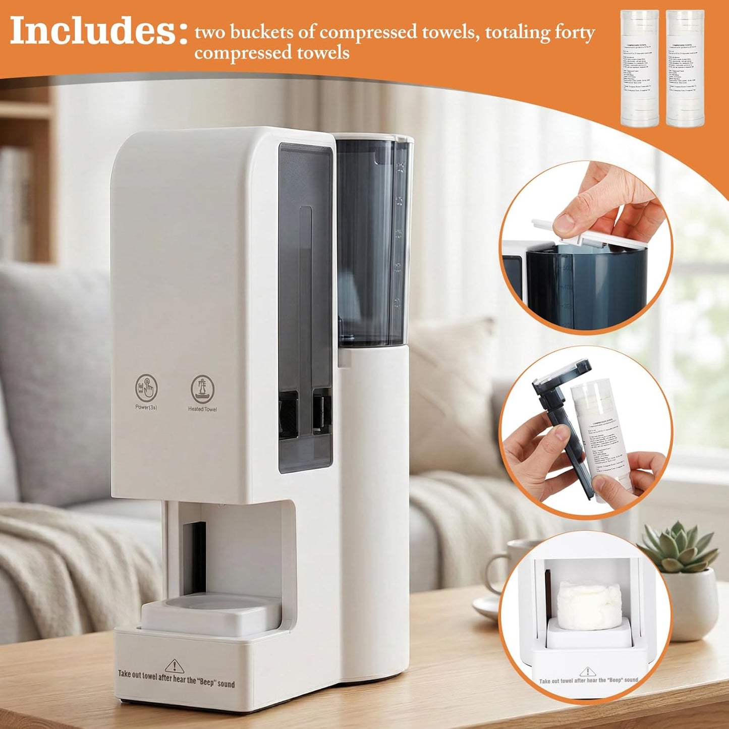 Towel Warmer Machine - Fast Heating 55°C (131°F) with Automatic Dispenser & Voice Alerts | Includes 100 Towels