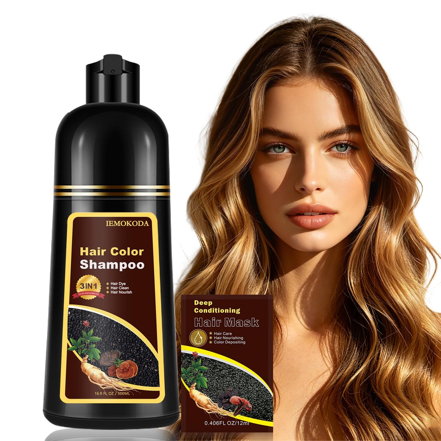 Dark Brown Hair Dye Shampoo - Instant Gray Coverage & Color | Semi-Permanent Formula, 16.90 Fl Oz