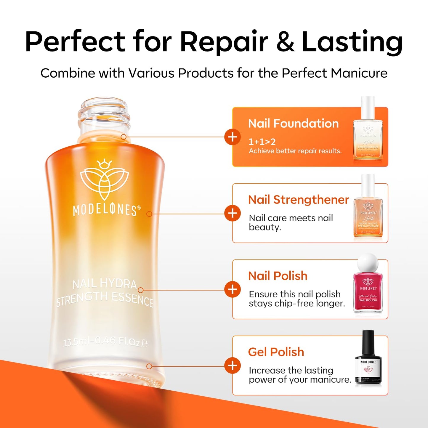 Nail Strengthener & Growth - Extra Strong 3-in-1 Clear Hardener for Damaged Nails | 13.5ml