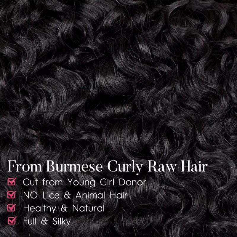 Burmese Curly Hair Bundles - 100% Unprocessed Virgin Human Hair | 14, 16, 18 Inch Curly Extensions for Black Women