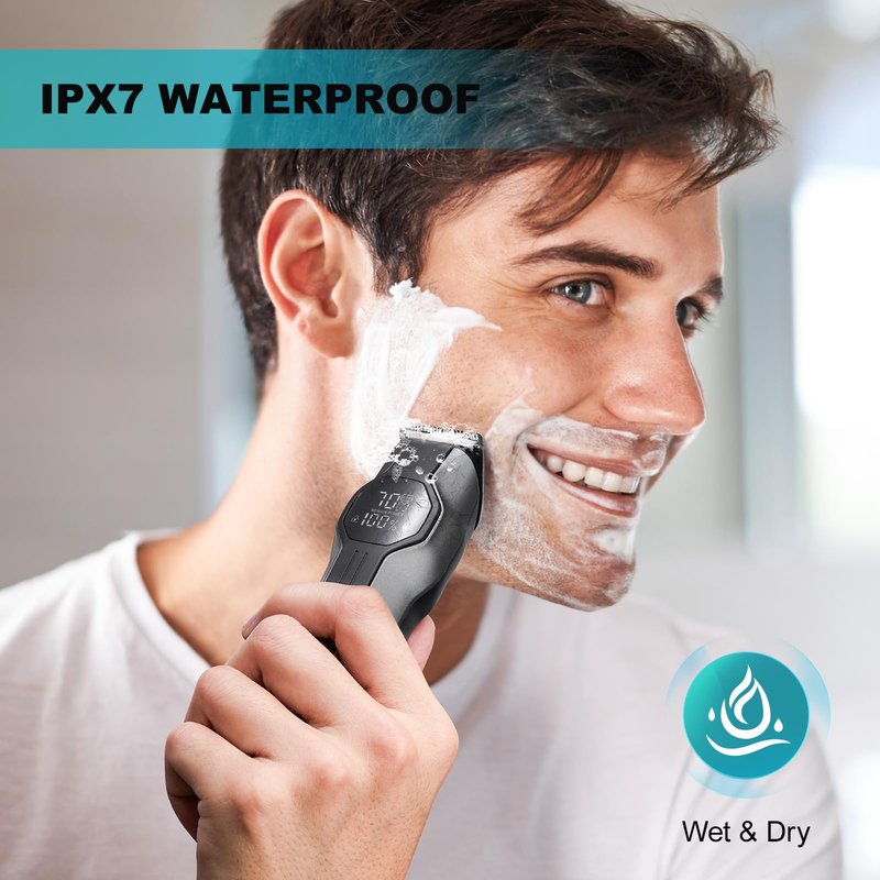 Beard Trimmer for Men - 14 in 1 Professional Mens Grooming Kits, Hair Clippers with Dual-Speed Motor for Beard Head Body Face Nose Ear Mustache Trimmer IPX7 Level LED Display 210 Min Electric Razor