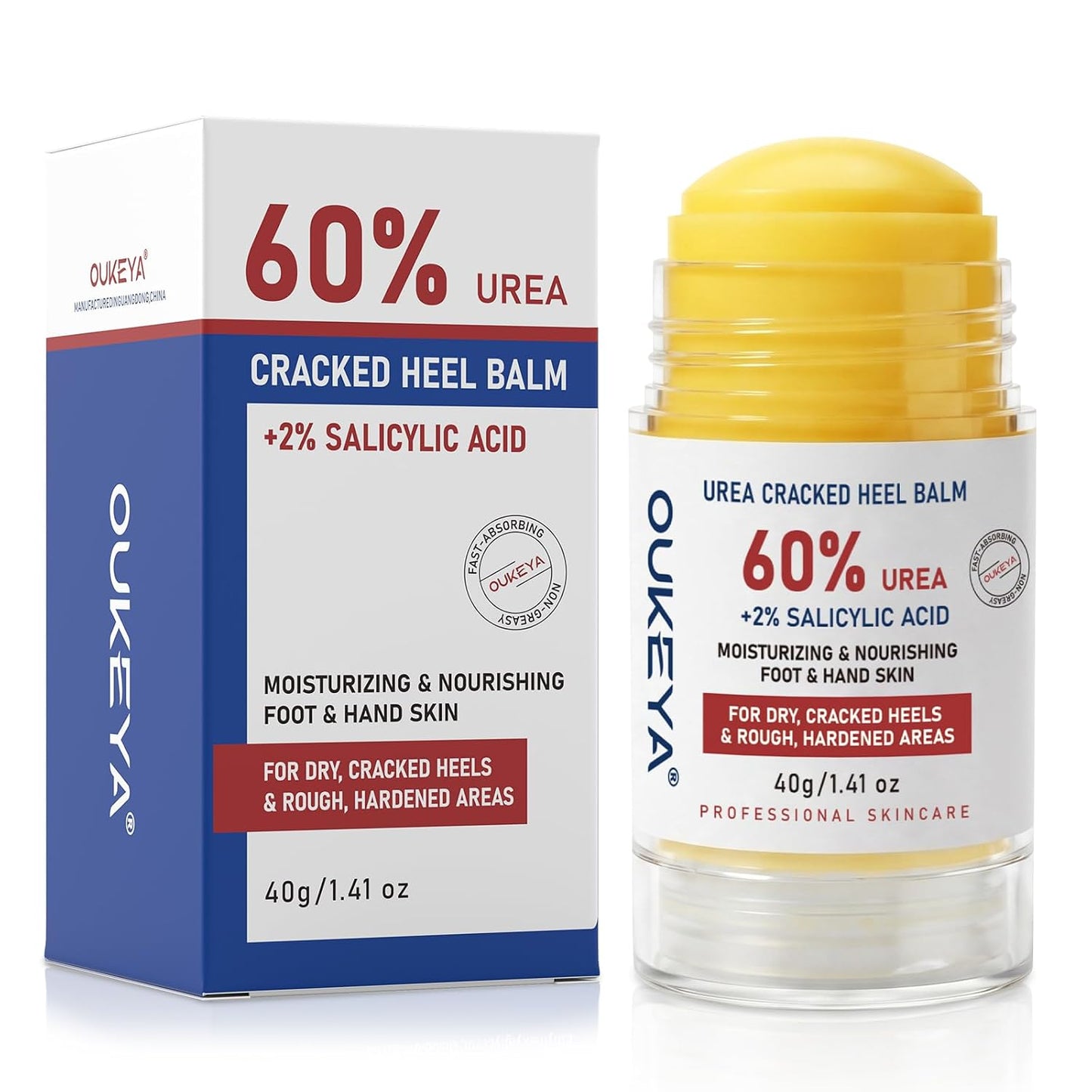 Urea Cream 60% with 2% Salicylic Acid - Maximum Strength Exfoliating Moisturizer for Dry Cracked Heels, Hands, Knees | 1.41oz