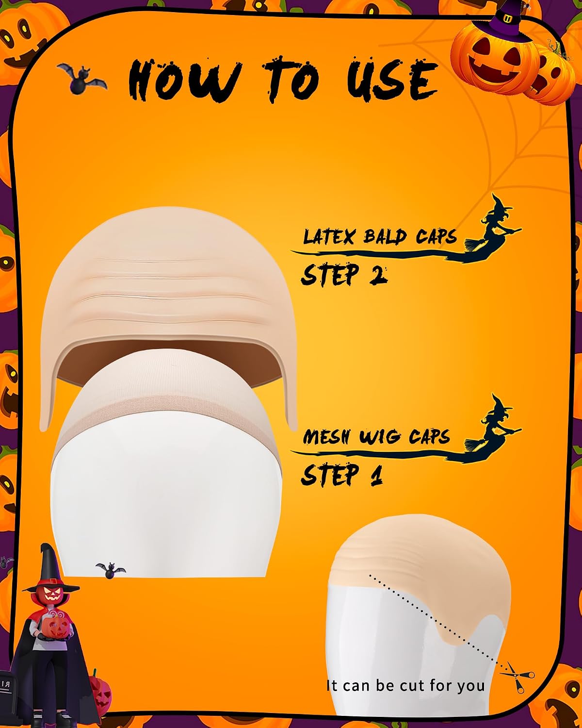 Latex Bald Cap Set - 2-Pack Wig Caps for Adults | Cosplay & Halloween Costume Accessories