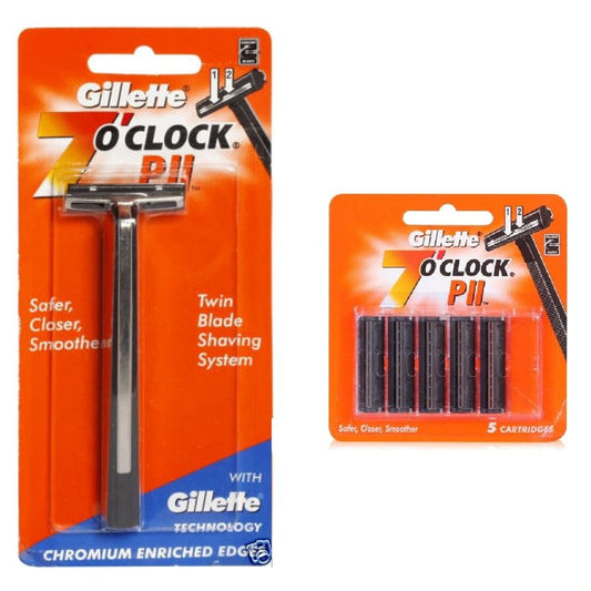 7 O'Clock PII Trac II Razor - 5 Replacement Cartridges Included | Precision Shaving System