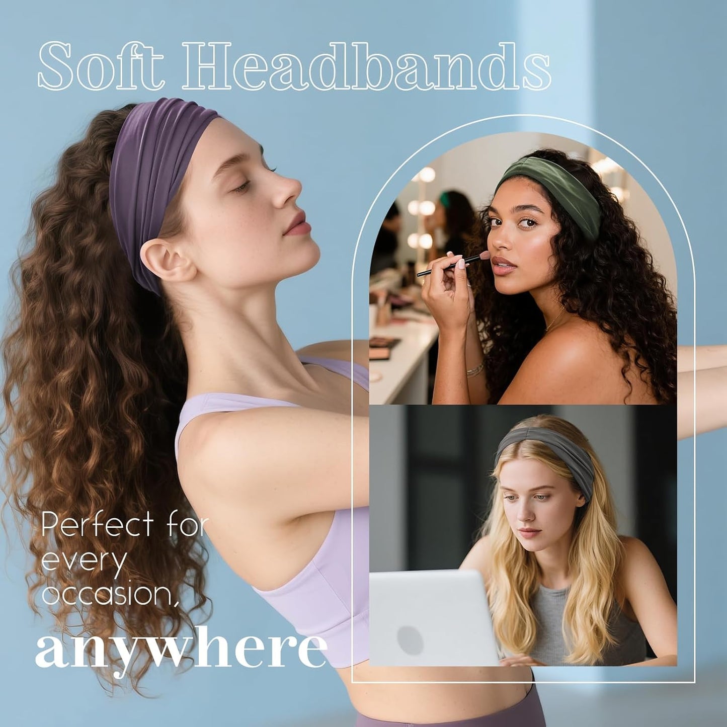 Wide Non-Slip Headbands for Women - 12 PCS Fabric Hair Accessories | Stylish & Comfortable
