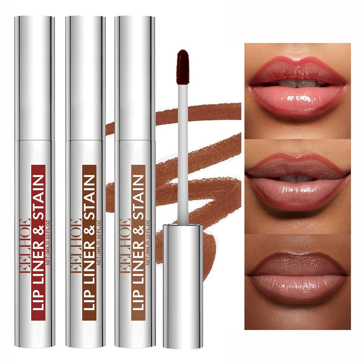 Peel Off Lip Stain Tattoo Set - Waterproof Matte Lip Liner Pencil | 3 Colors, Transfer-Proof Removable Formula