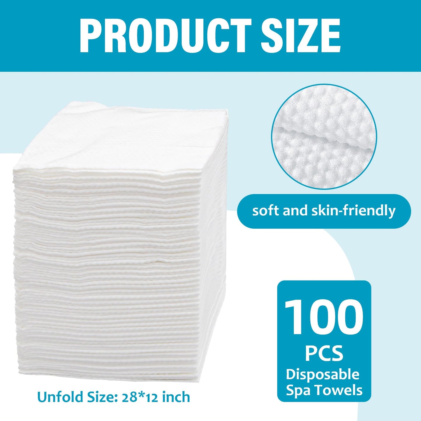 Tvvcalk Premium Disposable Towel, 100 PCS Ultra Soft, Quick Dry Disposable Hair Towels Spa Salon Towel, Portable Body Towels Disposable for Massage Beauty Hotel Camping Travel Gym 28 x 12 inch