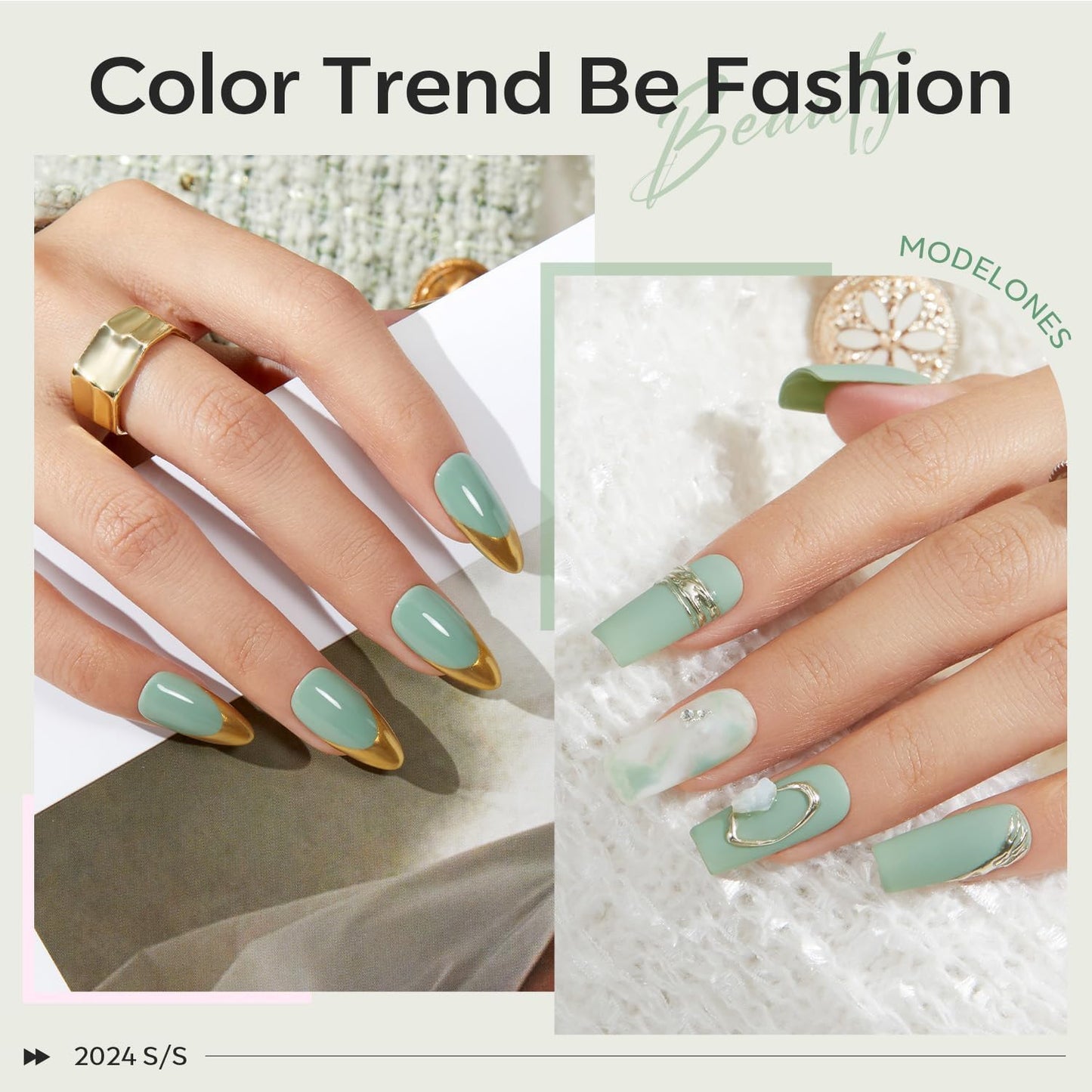 Sage Green Gel Nail Polish - Soak Off LED Nail Art Gel for DIY Manicure | 15 ML