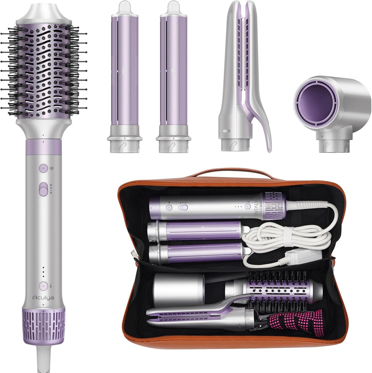 5 in 1 Hot Air Styler - Ionic Hair Dryer, Volumizer & Curlers | Frizz-Free Styling Tool with Travel Bag