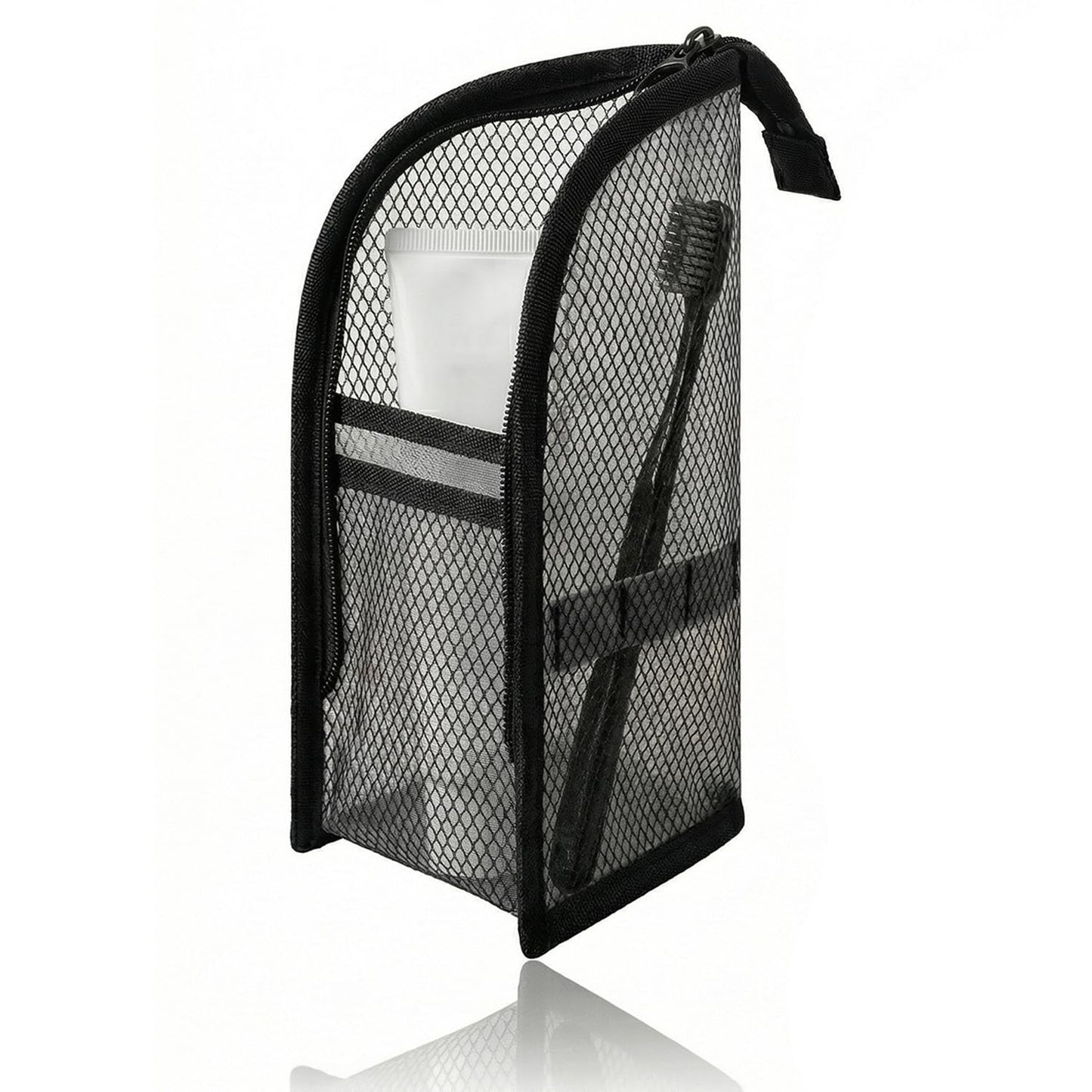 Standing Toiletry Bag, Portable Lightweight Travel Toiletry Bag, Mesh Large Capacity Cosmetic Waterproof Bag,Foldable Clear Hanging Travel Toiletry Bag Cosmetic Organiser Storage(Black)
