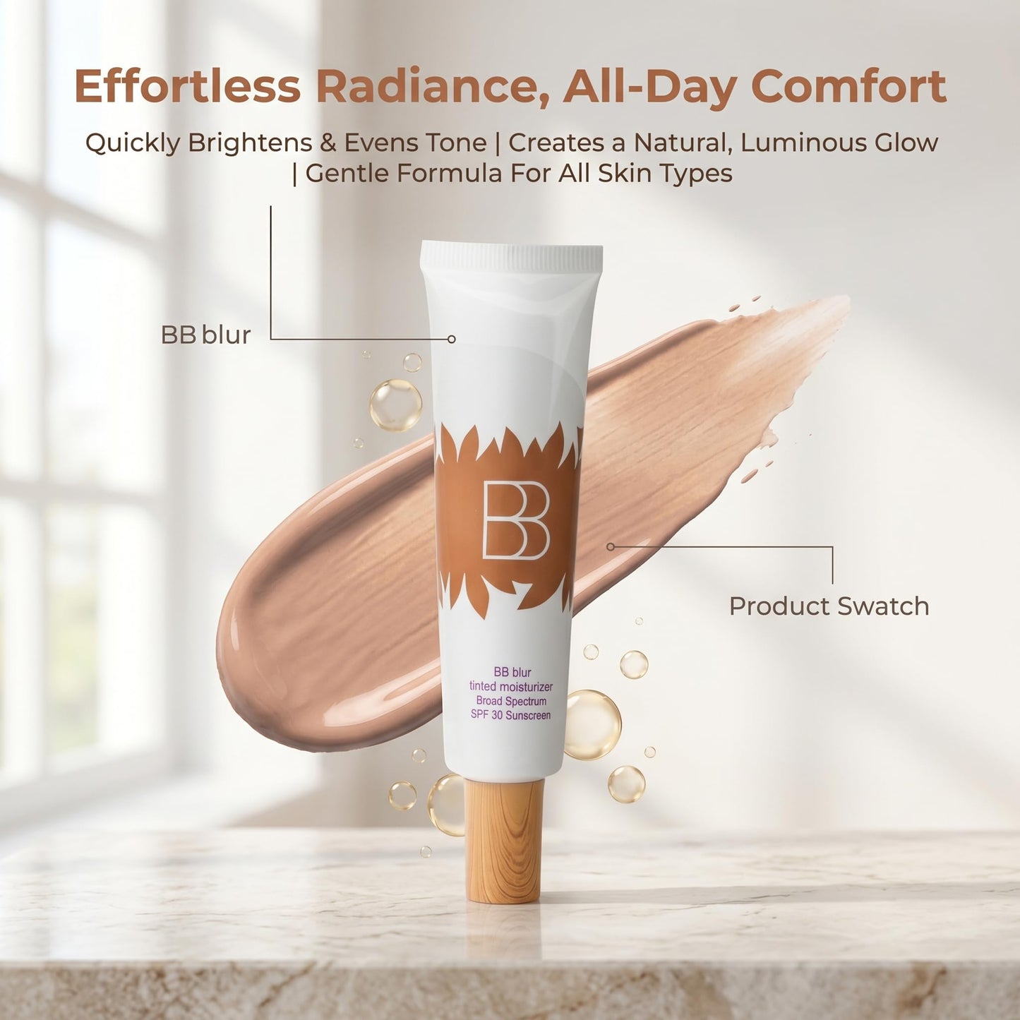 Aigomc BB blur tinted moisturizer Broad Spectrum SPF 30 – Medium Buildable Coverage with Natural Lightweight Matte Finish, Vegan & Cruelty Free