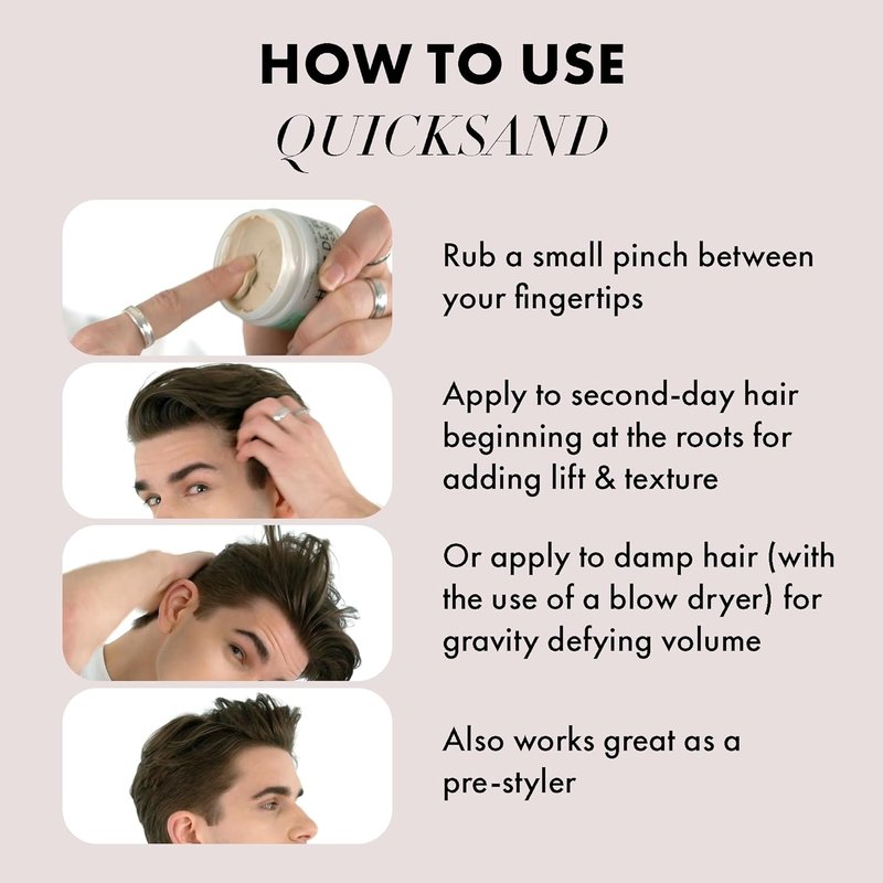 Hanz de Fuko Quicksand - Men's Hair Styling Wax & Dry Shampoo for High Hold | 2 oz Travel Size