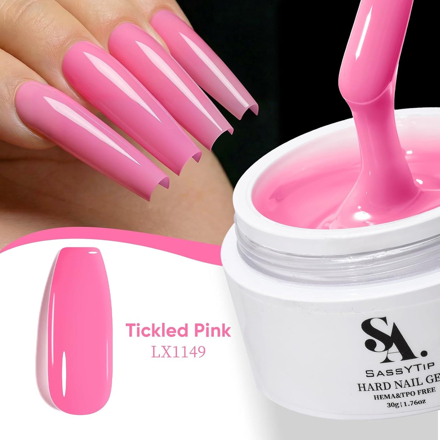 HEMA TPO Free Builder Hard Gel - Allergy-Friendly Nail Gel for DIY & Professional Use | 30g, 7 Shades Available - Tickled Pink