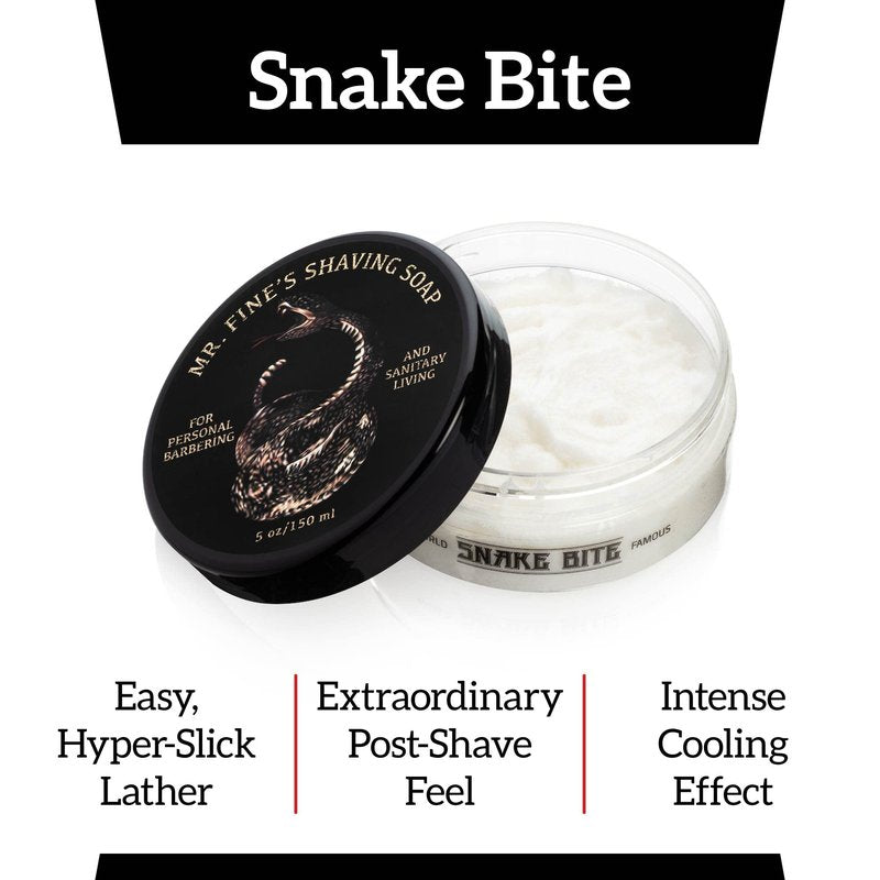 Mr. Fine 21C Men’s Shaving Soap, Builds Thick & Easy Lather, Protects From Razor Burn & Irritation, No Artificial Colors, Made In Italy, 5oz. (150ml), Snake Bite