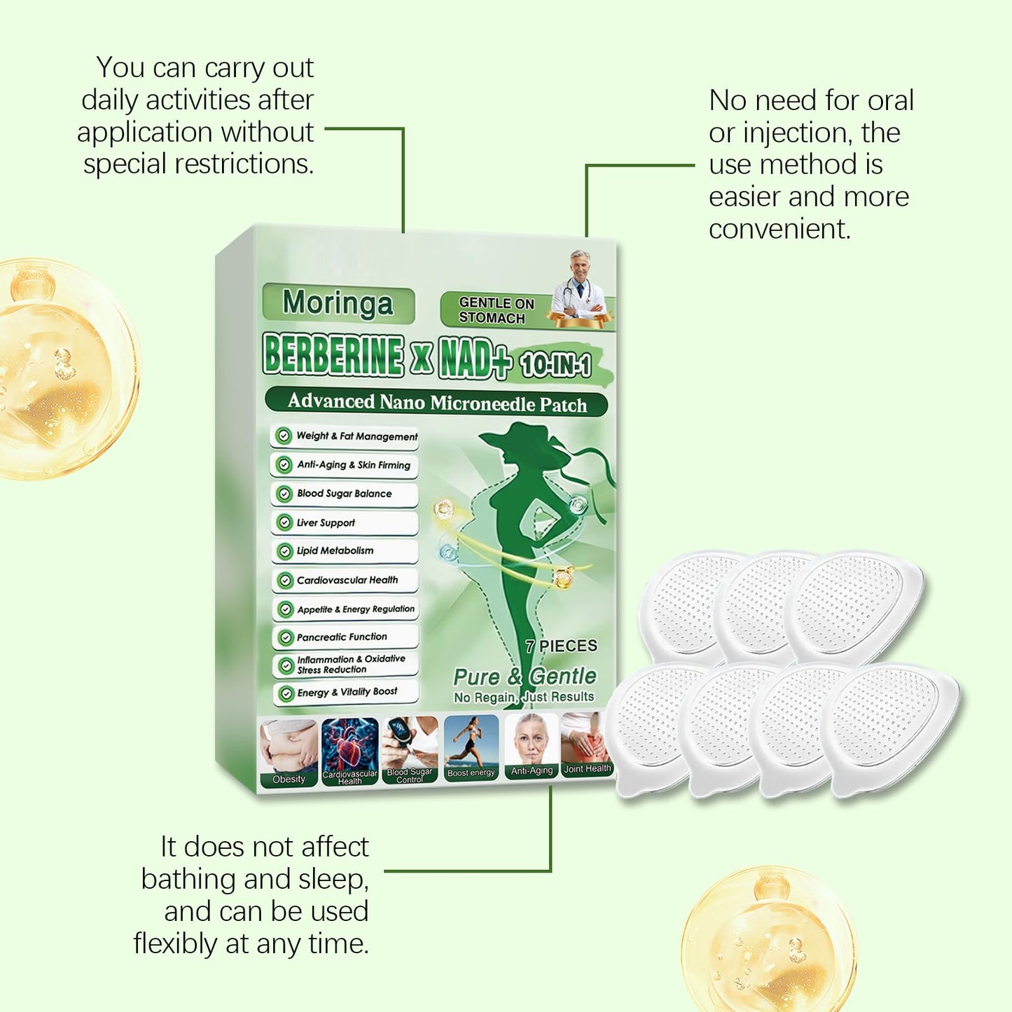 10-In-1 Advanced Nano Microdarts Patch, 10-In-1 Patches, Firms Skin; Natural Ingredients Suitable for All Skin Types