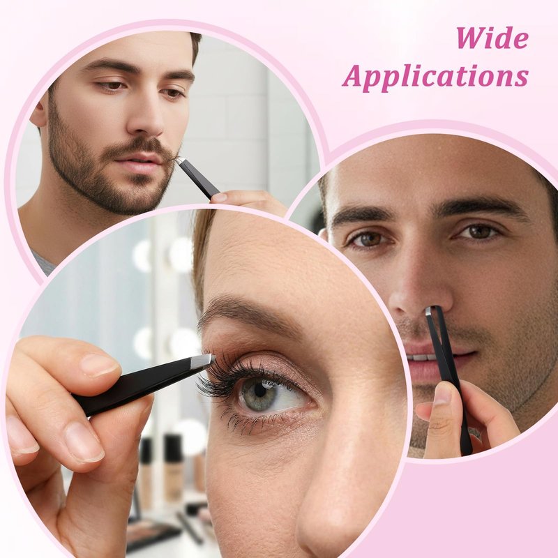 64 Pieces Eyebrow Tweezers Bulk Stainless Steel Slant Tip Precision Tweezers for Facial Hair, Blackhead and Tick Remover, Men and Women Professional