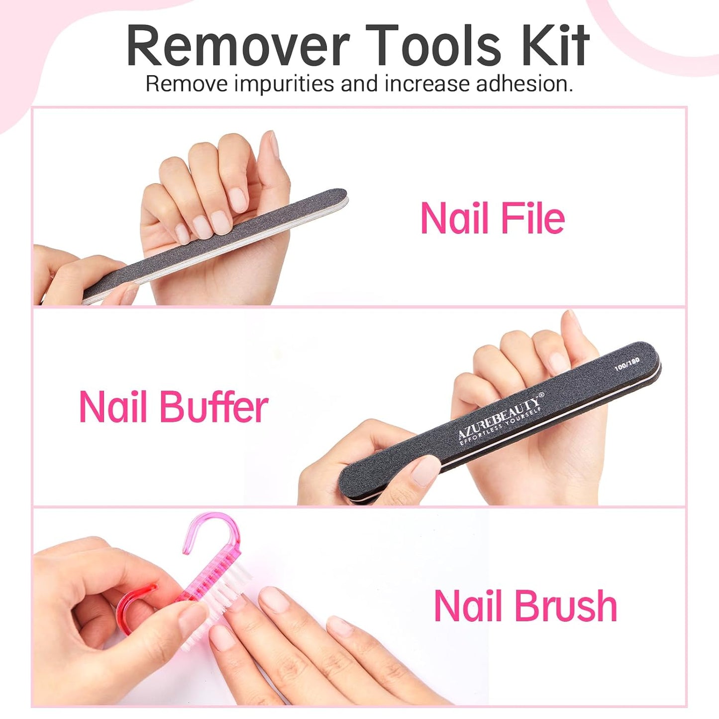 Nail Polish Gel Remover Kit - 150ml Remover, Nail Clips, Cuticle Oil & 100 Cotton Balls | Complete Nail Art Tools Set