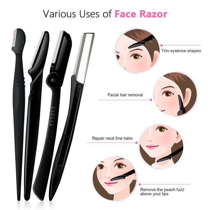 Molisaka Eyebrow Razor Pack, Multipurpose Dermaplaning Face Razors for Women Facial Hair Removal/Exfoliating/Eyebrow Face Shavers/Peachfuzz, Bulk Straight Eyebrow Trimmers for Women