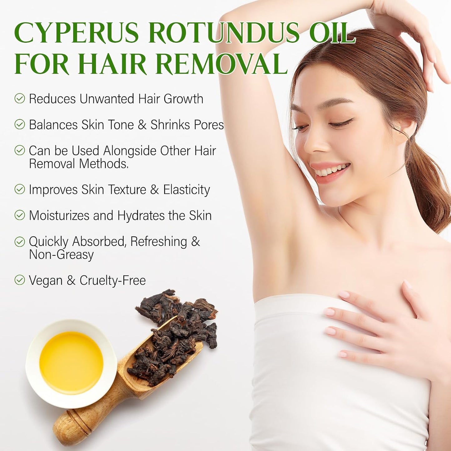 Cyperus Rotundus Oil for Hair Removal - Natural & Soothing Formula | 60ml (2pcs)