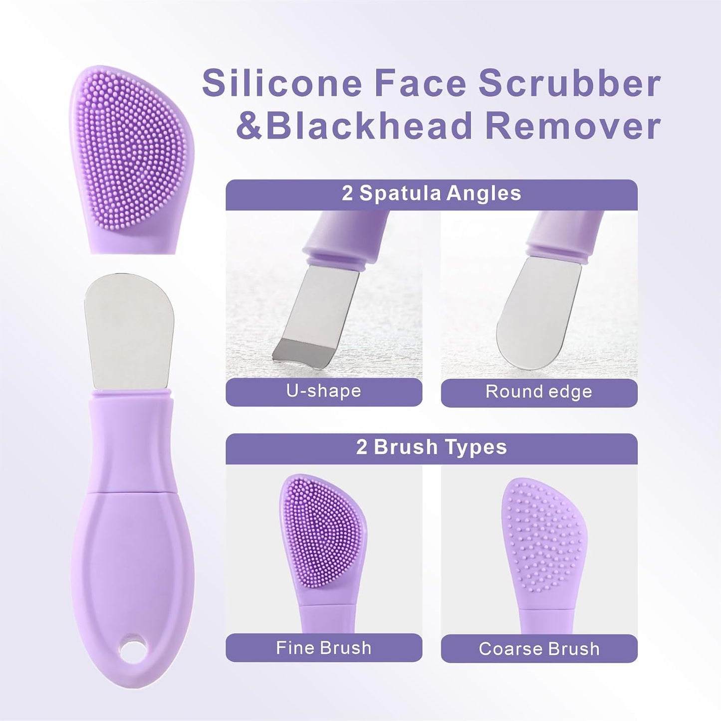 Blackhead Remover | Silicone Face Scrubber & Exfoliator for Deep Cleansing - Purple Color