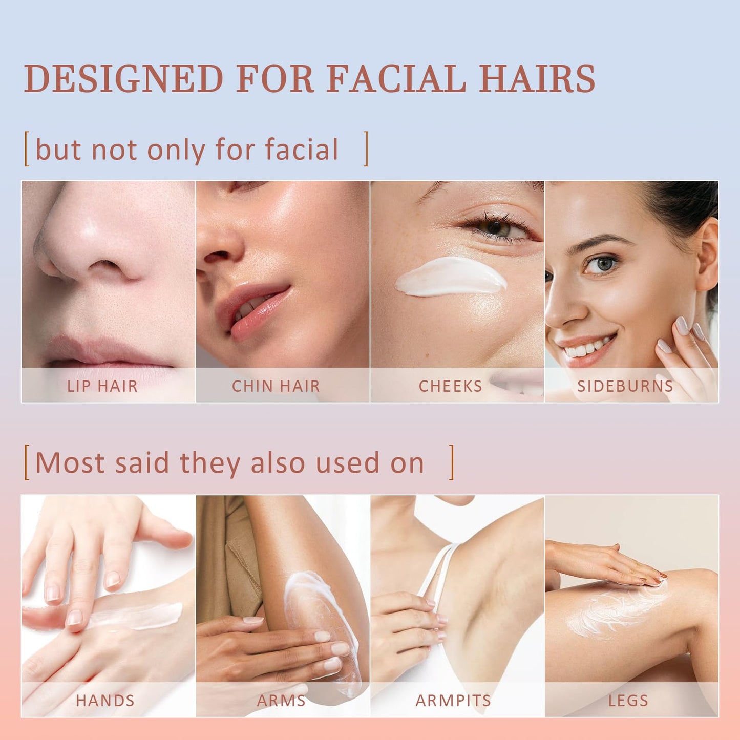 Facial Hair Removal Cream for Women with Calming Cream & Spatula, Depilatory Cream for Face, Flawless 4 Min Unwanted Face Body Pubic Hair Remover Cream At Home, 2.37 fl.oz