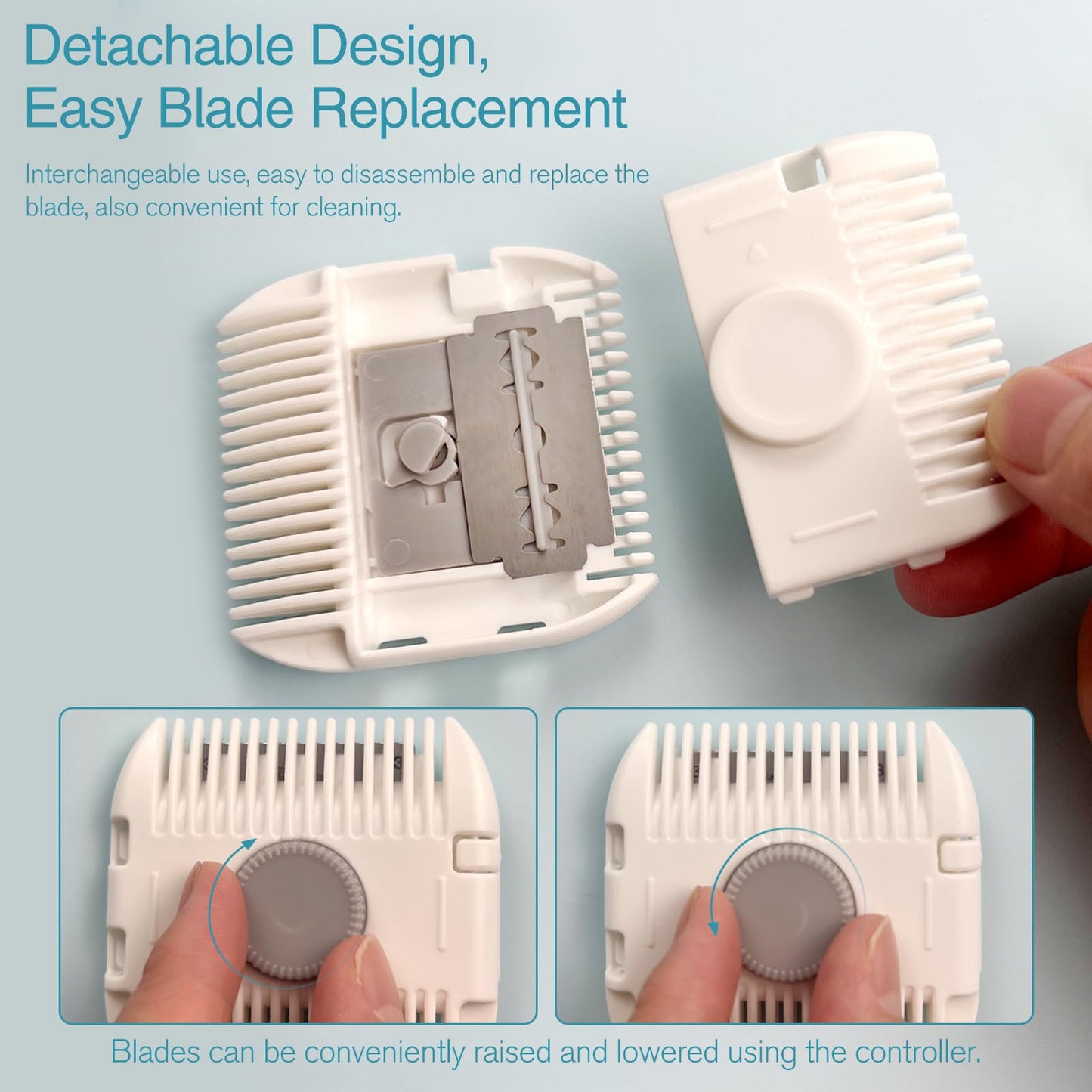Jaasuee 2-Pack Manual Hair Trimmer Comb, Double-Sided Razor and Comb for Women and Girls, Compact and Portable, Gray