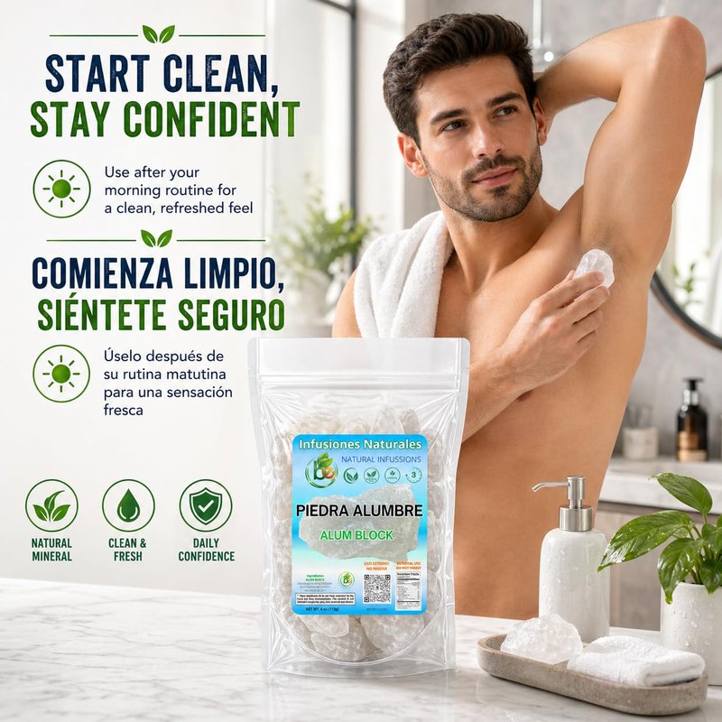 Alum Stone (Piedra de Alumbre) - 4 oz - Multi-Purpose Crystal for Skin Care and Healing - Natural Deodorant & Antiperspirant | Shaving Stone:
