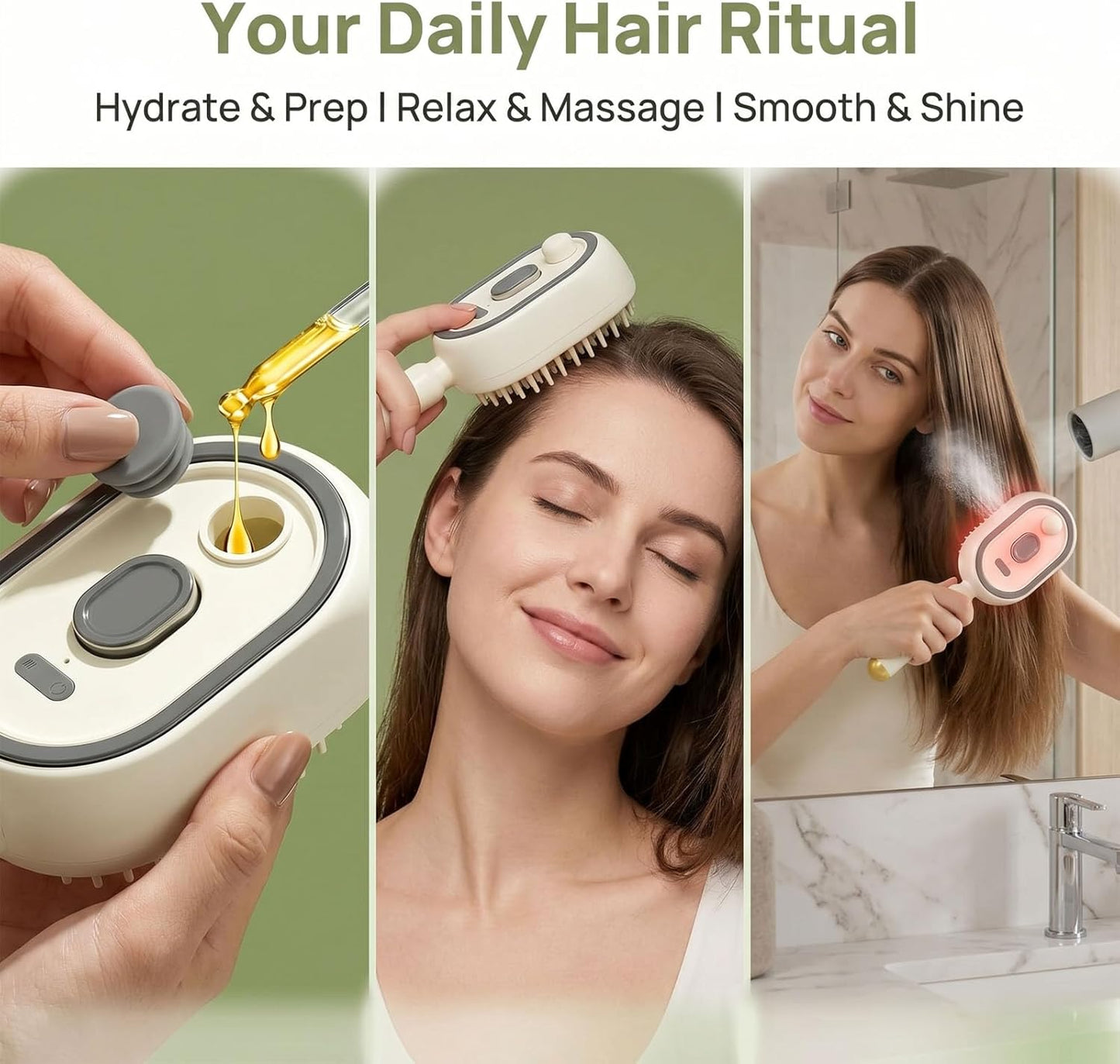 Electric Steam Brush - Rechargeable Hair Straightener & Detangler | Reduces Frizz, Nourishes Hair - Purple
