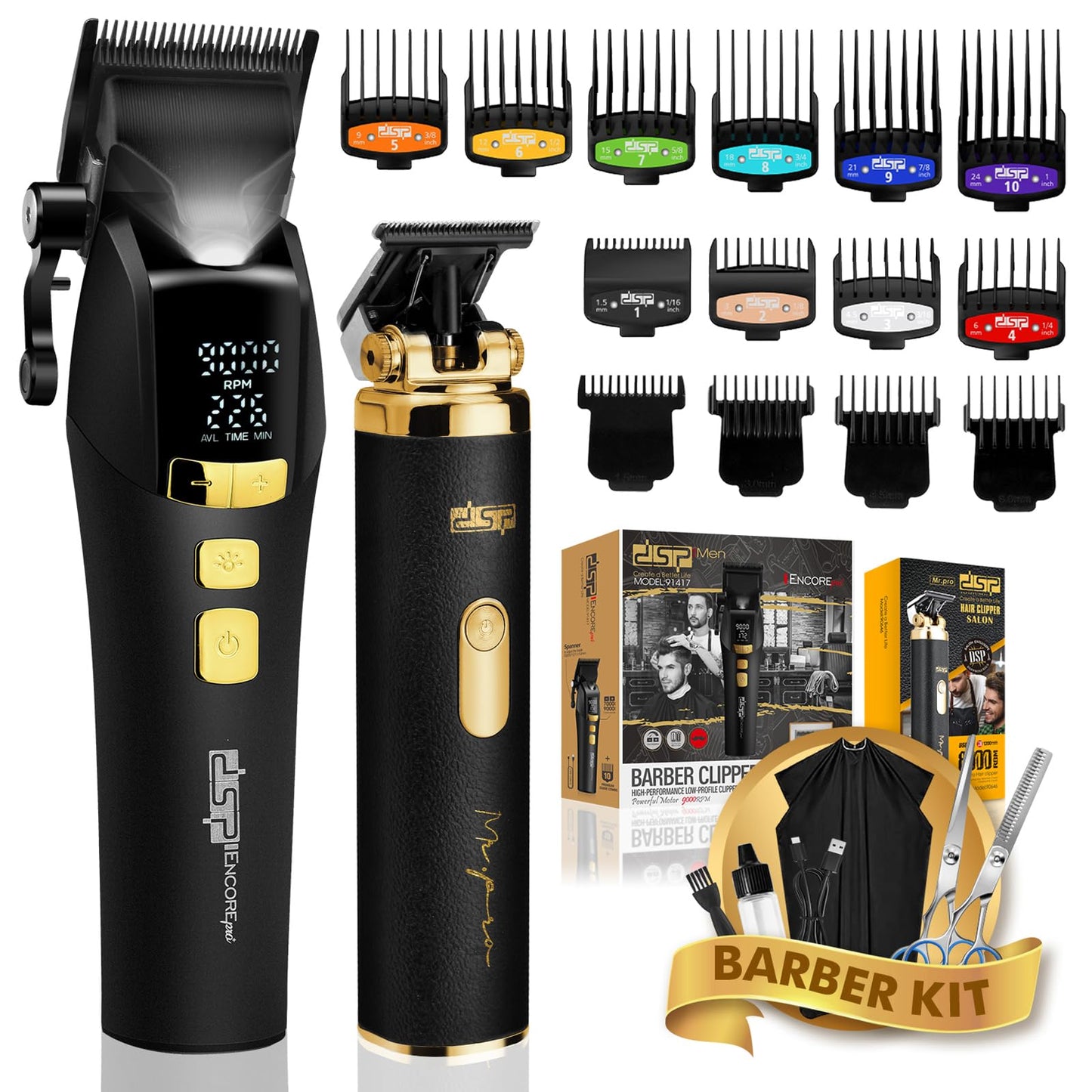 DSP Hair Trimmer for Men, Cordless Beard Trimmer, Adjustable Head Angle, Beard Edger, Grooming Cutting Kit, Ceramic Blade, Plug and Play