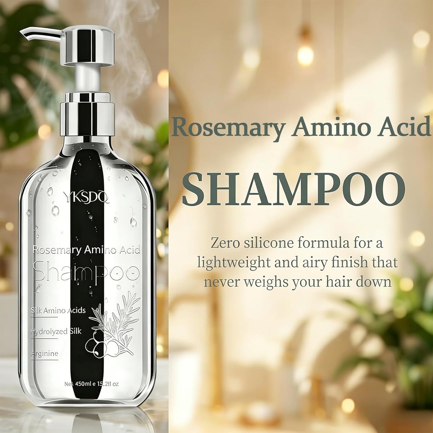 Rosemary Shampoo - Unisex Sulfate-Free Formula with Hydrolyzed Collagen & Amino Acids | Nourishing Hair Care for Fuller-Looking Hair