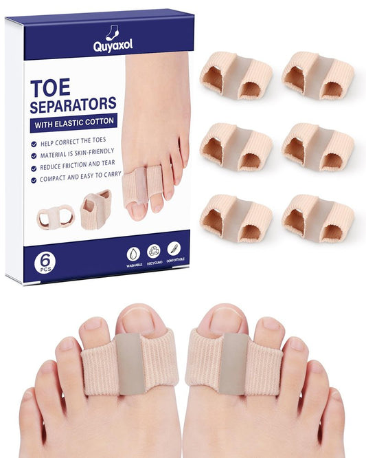 Bunion Toe Separators for Women, Gel Toe Spacers Bunion Corrector with 2 Loops for Overlapping Toes, Breathable Toes Corrector Protector, Relieve Foot Pain, Day Night Wear, Soft Silicone, 6 PCS