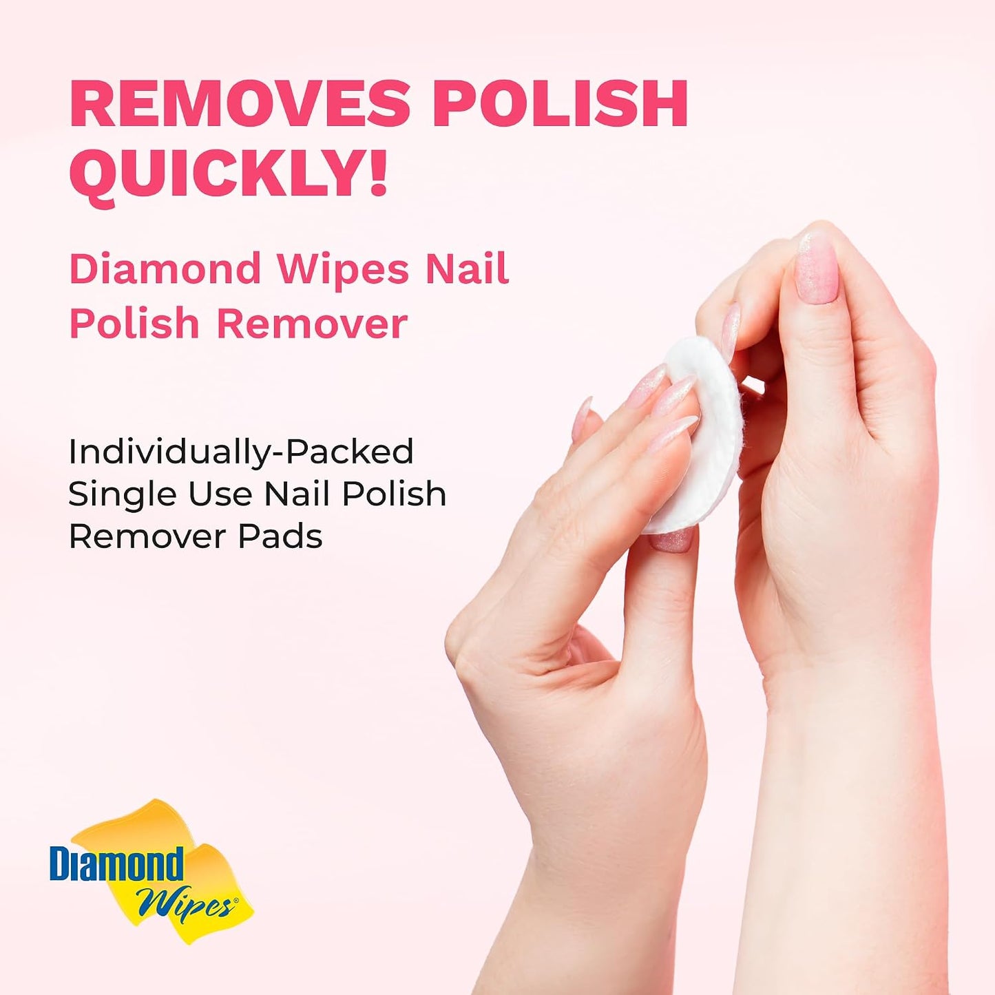 Diamond Wipes Nail Polish Remover Wipes - Aloe Vera Acetone Pads | 50 Individually Wrapped Wipes