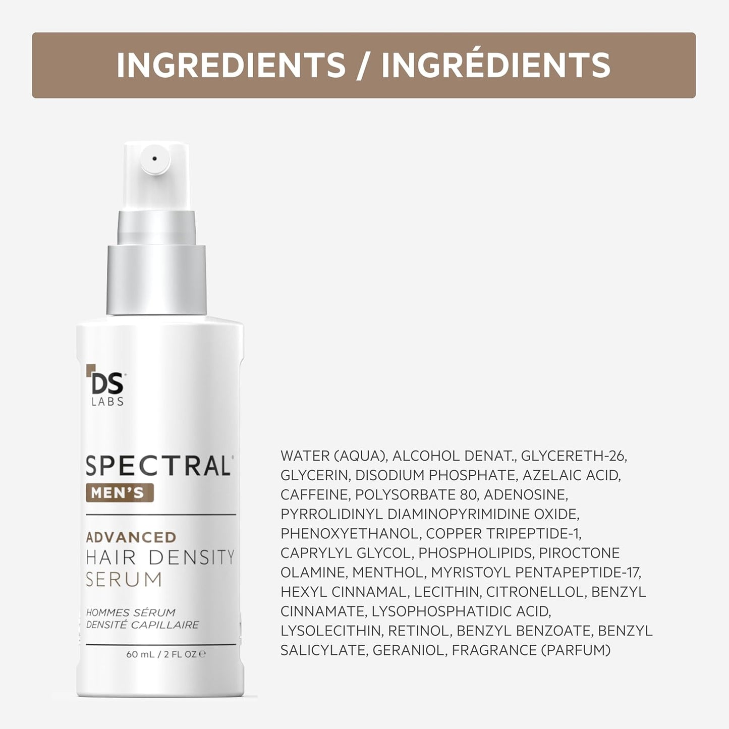 Spectral Men’s Hair Density Serum - Lightweight Leave-In for Thicker, Fuller Hair | Fast Absorbing, Non-Greasy, 60mL (3 Pack)