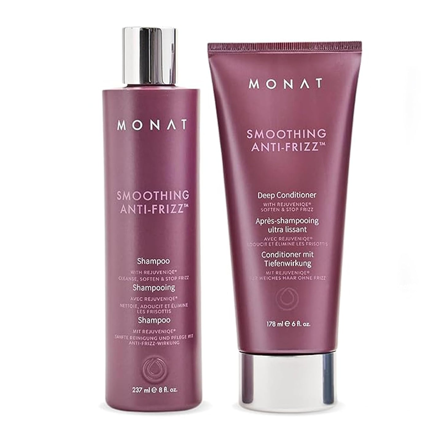MONAT Smoothing Anti-Frizz Set - Natural Shampoo & Conditioner for Lightweight Frizz Control | Smooth, Shiny Hair