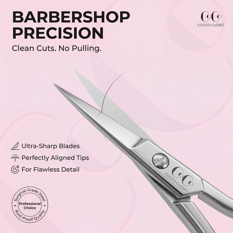 Professional Grooming Scissors for Personal Care Facial Hair Removal and Ear Nose Eyebrow Trimming Stainless Steel Fine Straight Tip Scissors