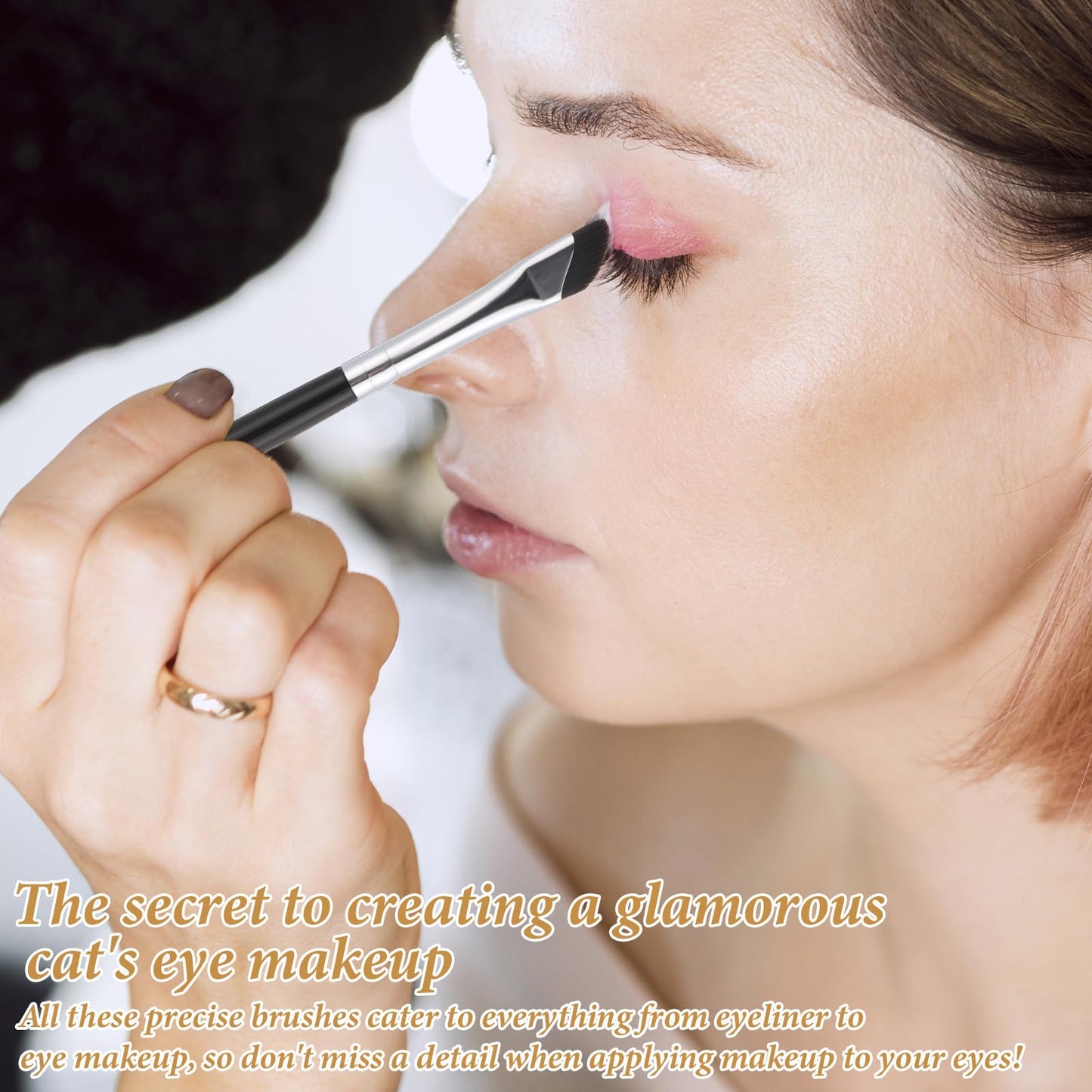 Angled Eyeliner Brush, 3PCS Fine Angled Eyebrow Concealer Brushes Ultra Thin Slanted Flat Angle Eyeliner Tool