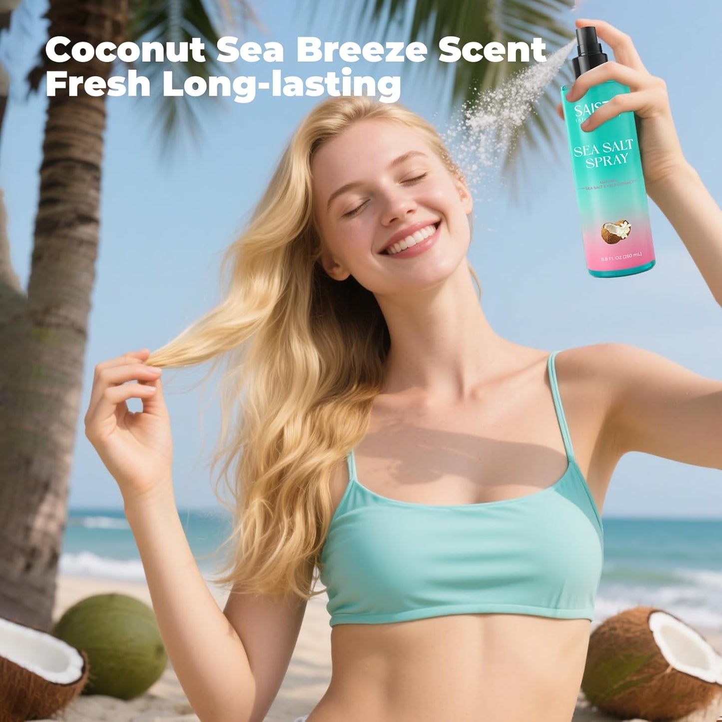 Sea Salt Spray for Women - Textured Beach Waves & Volume | Coconut Surf Spray, 8.8 oz