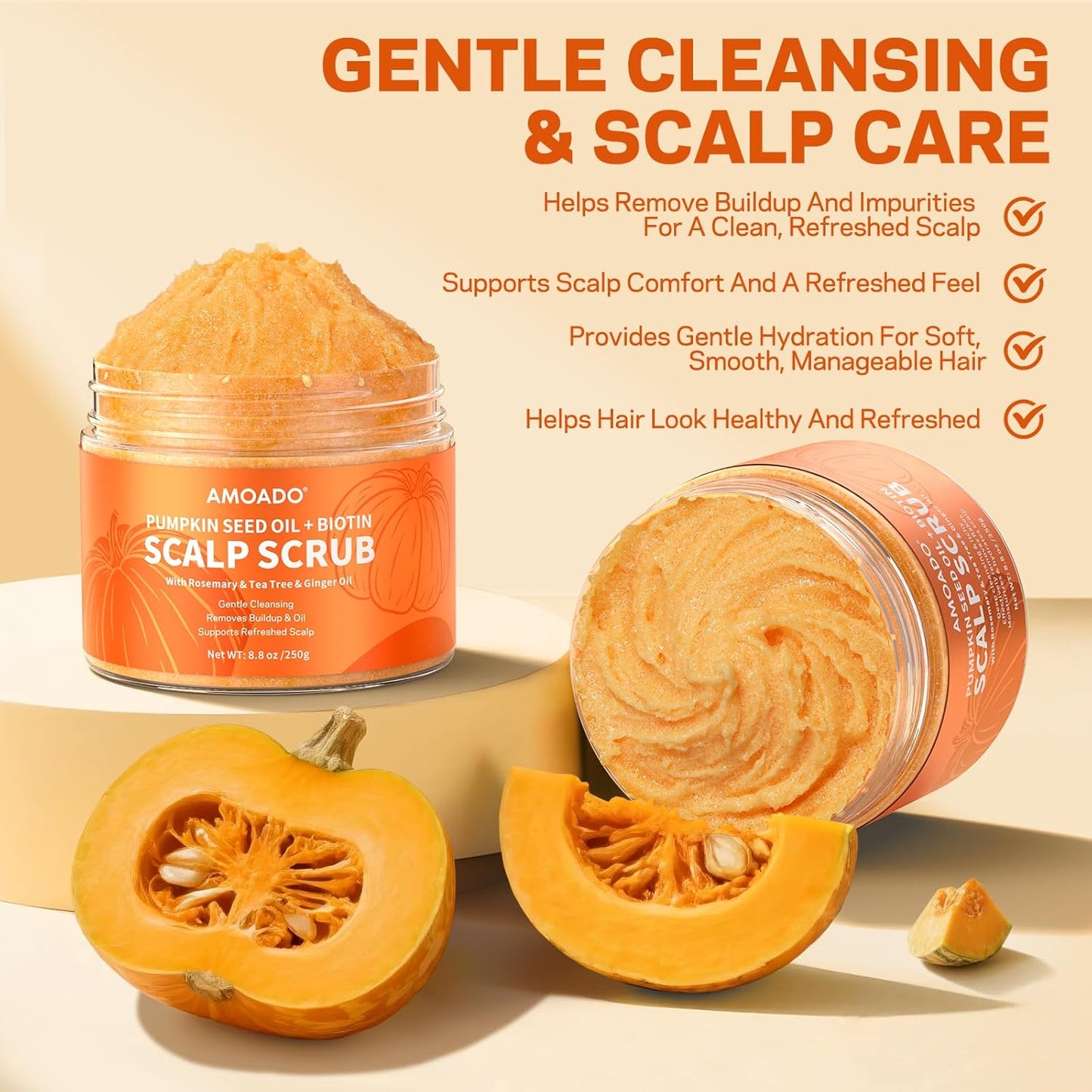 Pumpkin Seed Oil Scalp Scrub - Biotin & Rosemary Exfoliator | Sulfate-Free Detox for Itchy Scalp & Dandruff