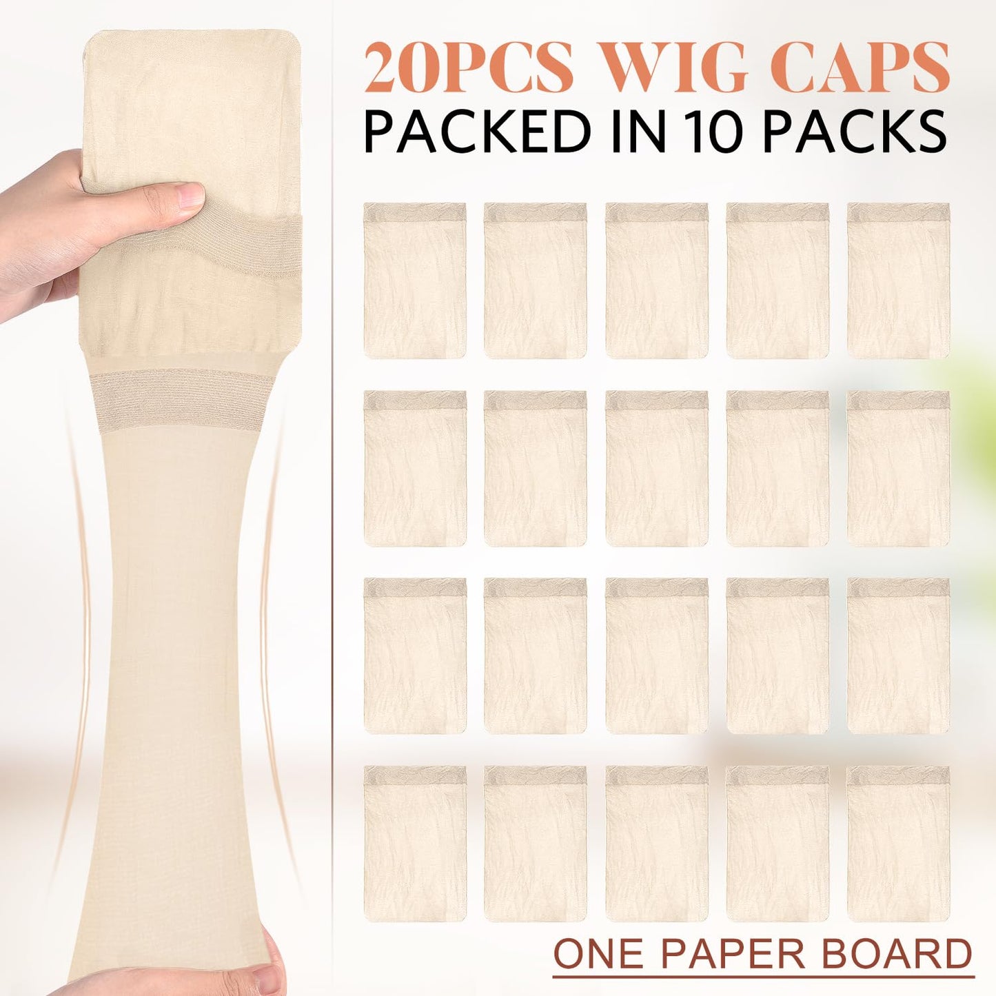 MORGLES 20 Pcs Beige Wig Caps - Stretchy Nylon for Comfortable Fit | Ideal for Women