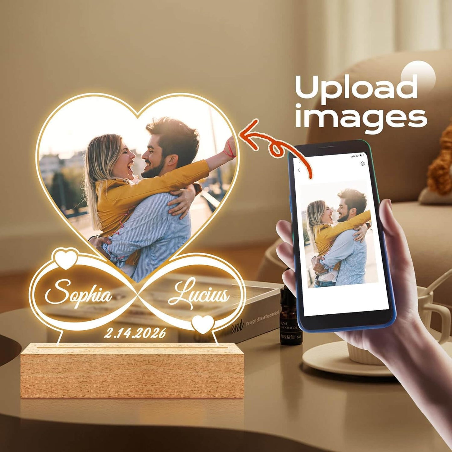KoxSmar Custom Picture Frames, Personalized Photo Frame, Customized Picture Frames, Personalized Anniversary Photo Gifts for Women Men Her Him Girlfriend Boyfriend Couple