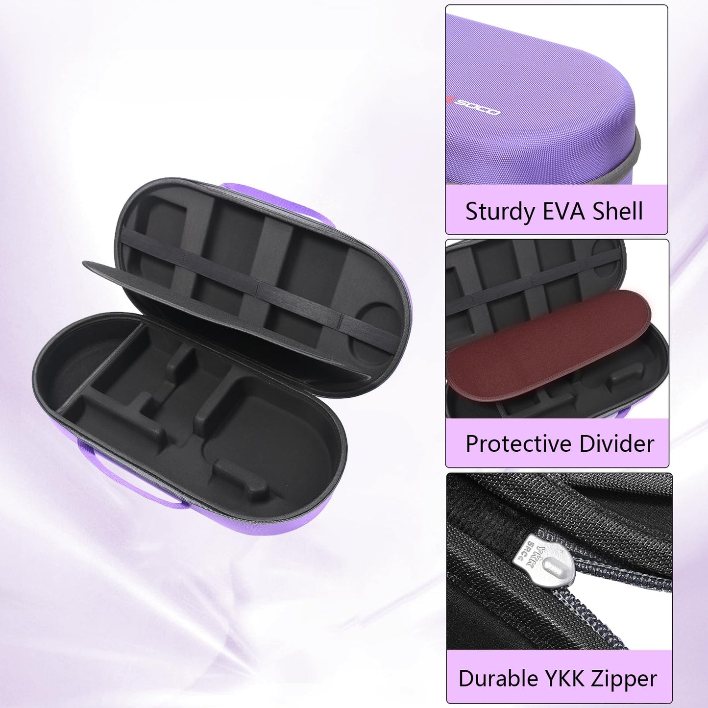 RLSOCO Hard Case for Dyson Airwrap i.d./Airwrap Co-anda2x Multi-Styler and Dryer - Fits 4pcs Long Barrels or Short Barrels - Violet (Case Only,Hair Styler is not Included)