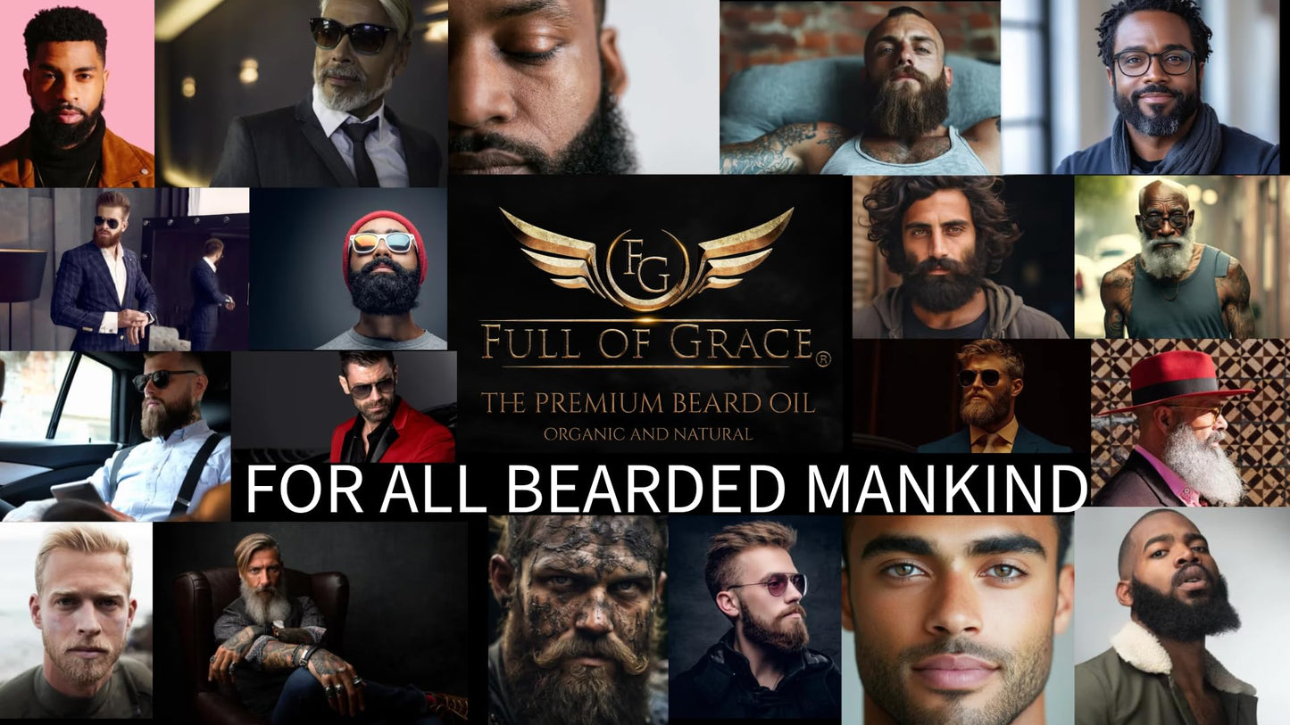 FULL OF GRACE Premium Beard Oil, Organic And Natural, With 22 Ingredients Including Argan, Jojoba, Abyssinian To Condition, Hydrate Beard And Moisturize Facial Skin- Oud, Vanilla Caviar & Amber | 30ml