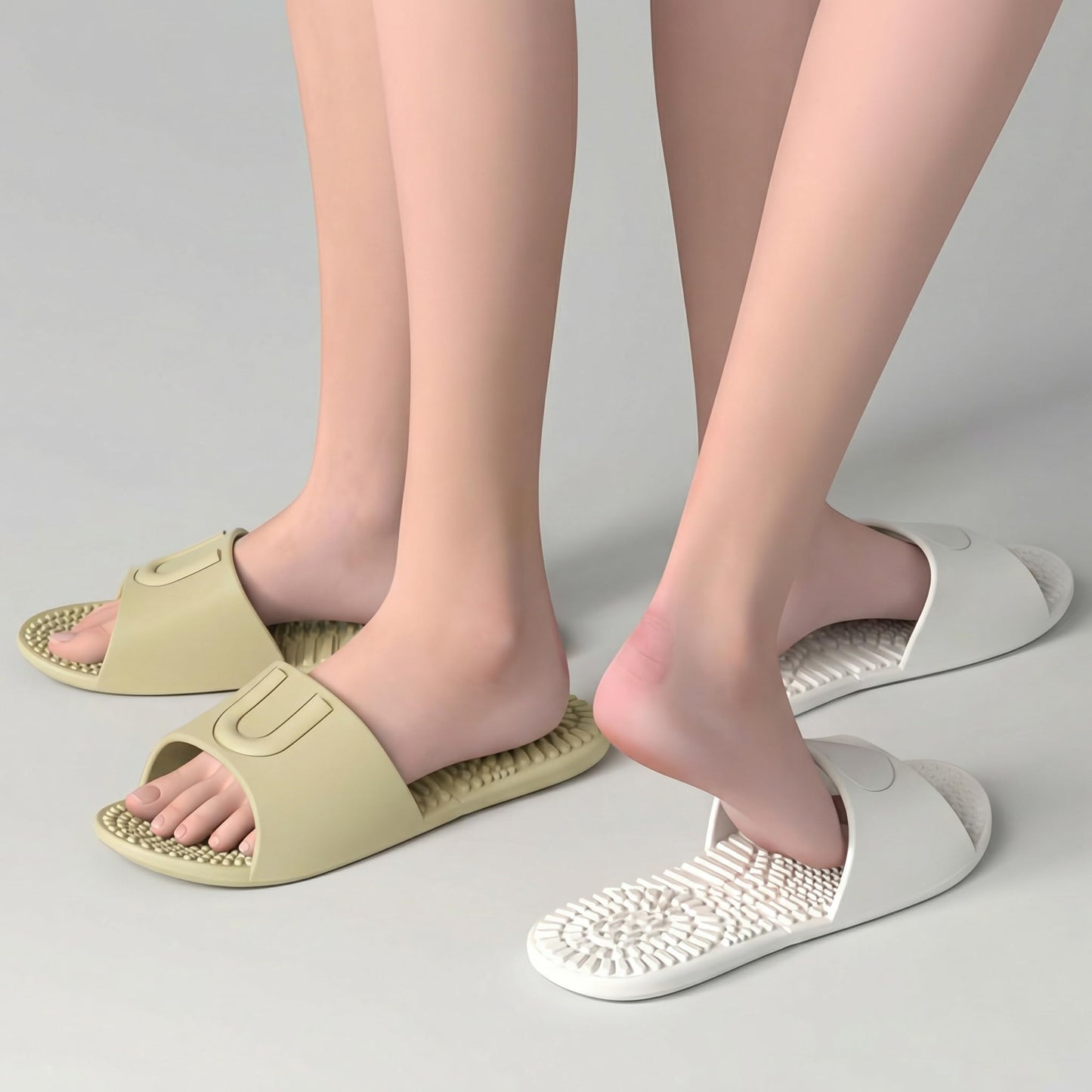 LUNASCULP Shower Shoes Travel Foldable Portable Non Slip Slippers for Hotel Guests Swimming Spa Unisex Men Women Lightweight EVA Bathroom Slides Quick Drying Water Resistant Footwear