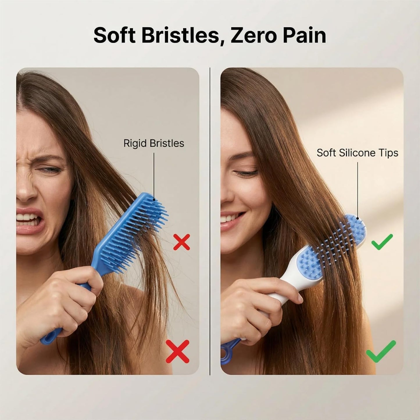 Self-Cleaning Hair Brush Set - Retractable Cushion Massage Comb for Women | Travel-Size, Lightweight Pink & White
