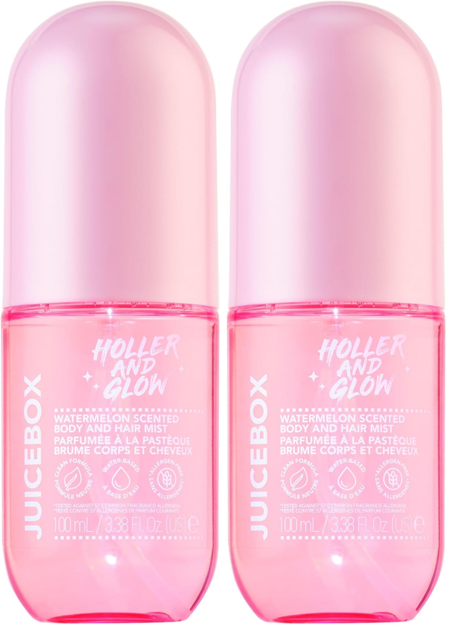 Holler And Glow Mood Boosting Juice Box Body & Hair Mist, Body Spray, Teen Girls Spritz, Long Lasting, Watermelon, Fruity Scented, Water Based Fragrance For Tweens, Clean & Gentle Formula, 3.38 Fl Oz