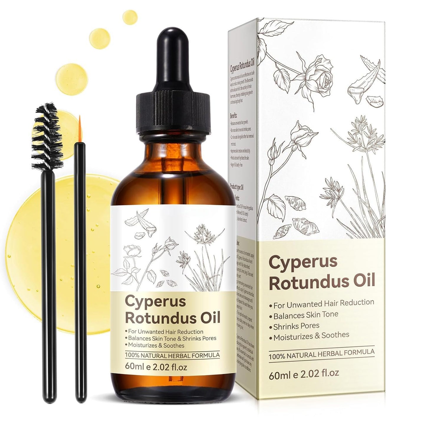 Cyprus Rotundus Oil - Natural Hair Removal Solution for Smooth Skin | 2.03 oz, All Skin Types