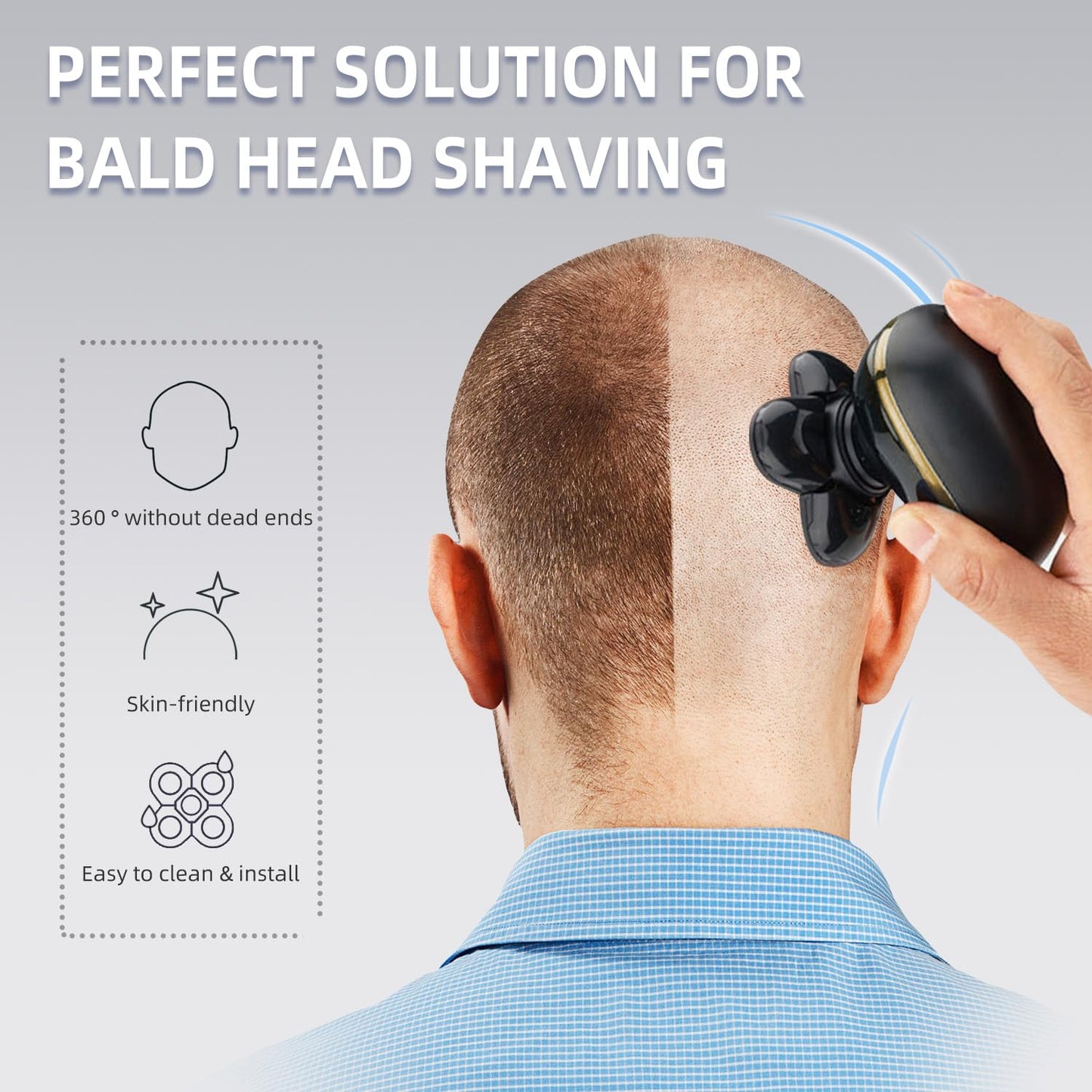 3 Pack Blades Refills Compatible with Freebird Head Shaver, Premium 5-Head Rotary Replacement Heads for Bald Men, Shaver Blade Refills with Cleaning Brushes