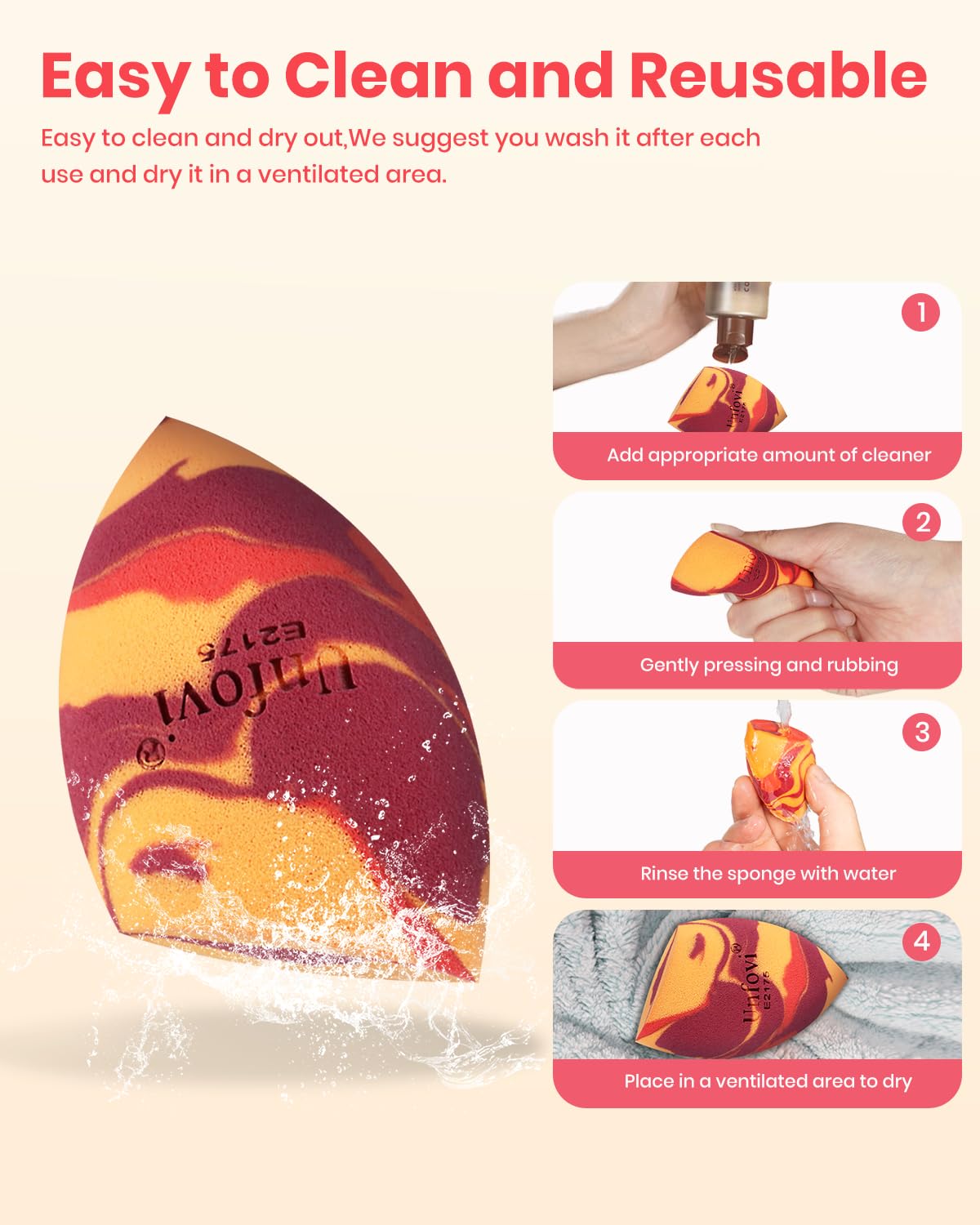 Tri-Color Makeup Sponges - Latex-Free, Low Absorption Beauty Blender Set | 6 Pcs for Foundation & Cream